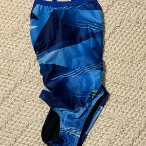 Speedo kids Pro Lt blue pattern swim suit, size 22